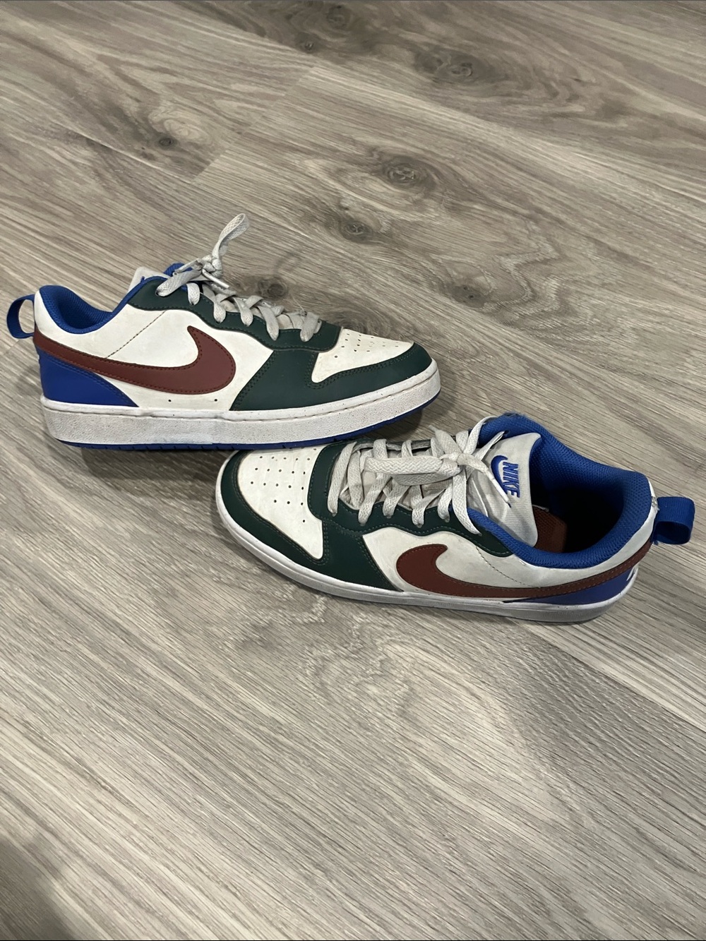 Nike Low-Top Sneakers in White, Green, Blue & Brown